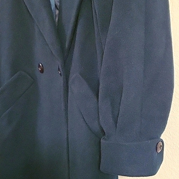 Vintage Liz Baker Wool Shell Long Jacket Double Breasted Overcoat TEAL Sz 8 WARM - Picture 6 of 15